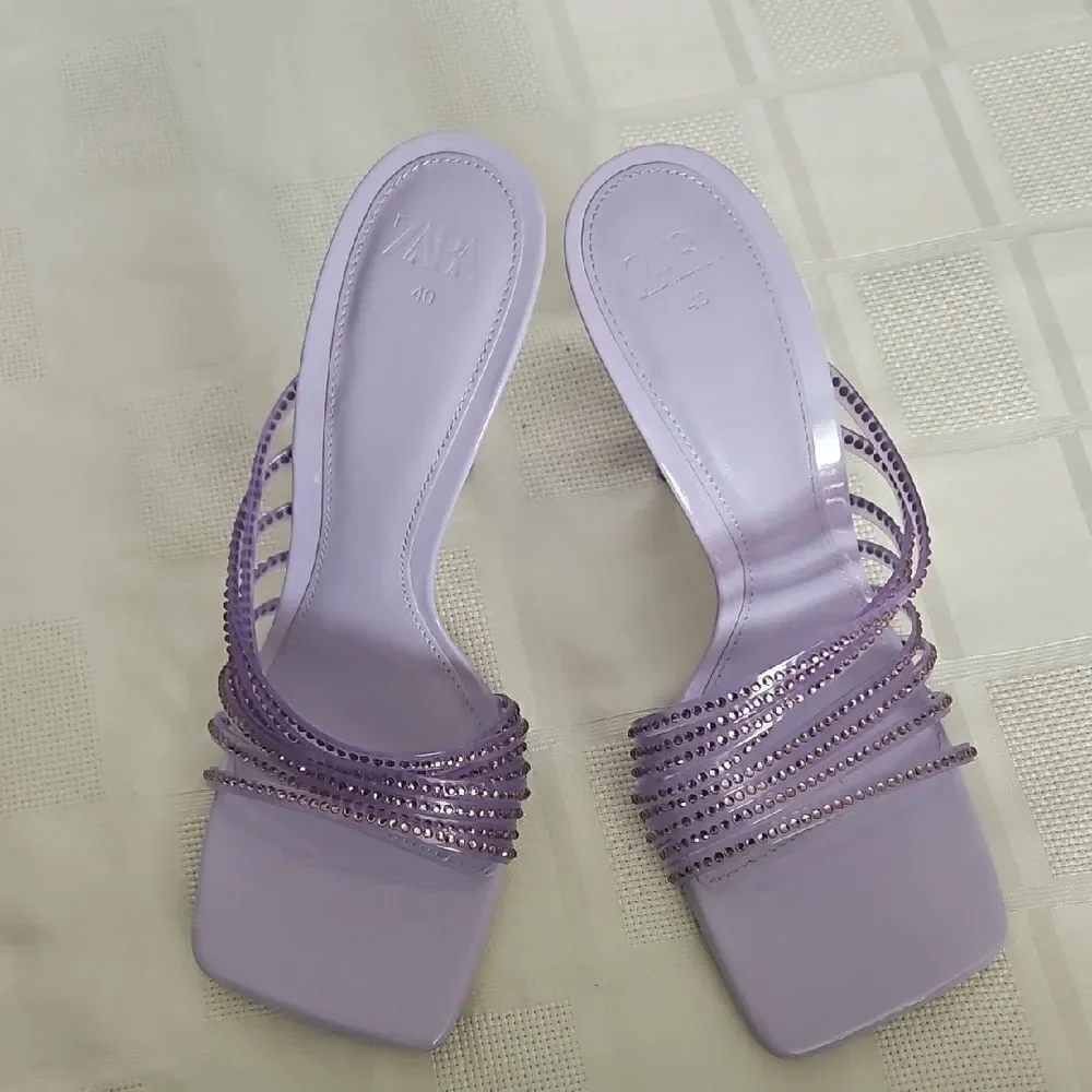 Zara Women's Purple Strappy Heels - Picture 16 of 16